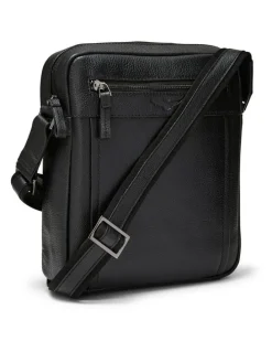 Aquila Montoro Leather Cross Body Bag in Black