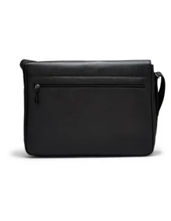 Aquila Montoro Leather Messenger Bag in Black