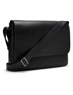 Aquila Montoro Leather Messenger Bag in Black