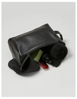 Aquila Montoro Leather Toiletry Bag in Black
