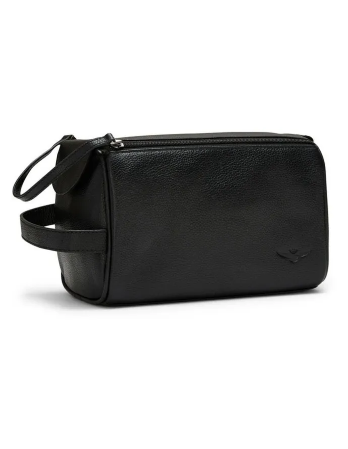 Aquila Montoro Leather Toiletry Bag in Black
