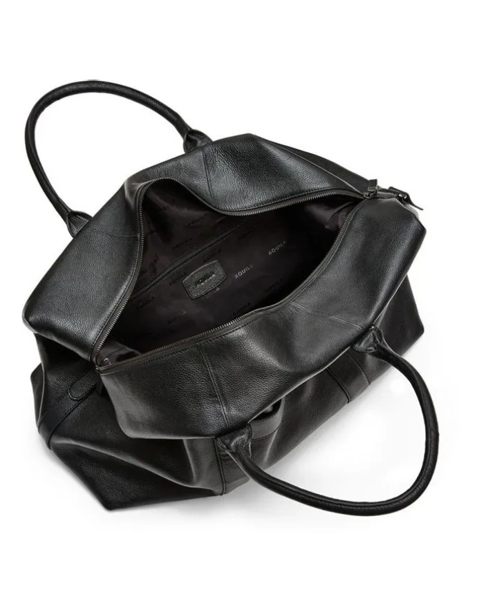 Aquila Montoro Leather Weekender Bag in Black