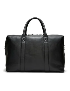 Aquila Montoro Leather Weekender Bag in Black