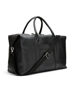 Aquila Montoro Leather Weekender Bag in Black
