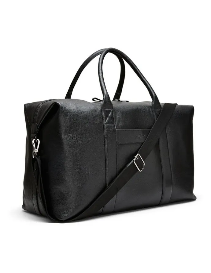 Aquila Montoro Leather Weekender Bag in Black