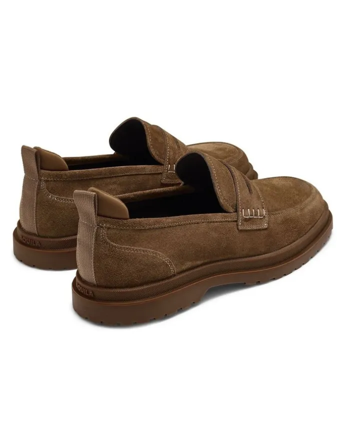 Aquila Radar Suede Penny Loafers in Caramel