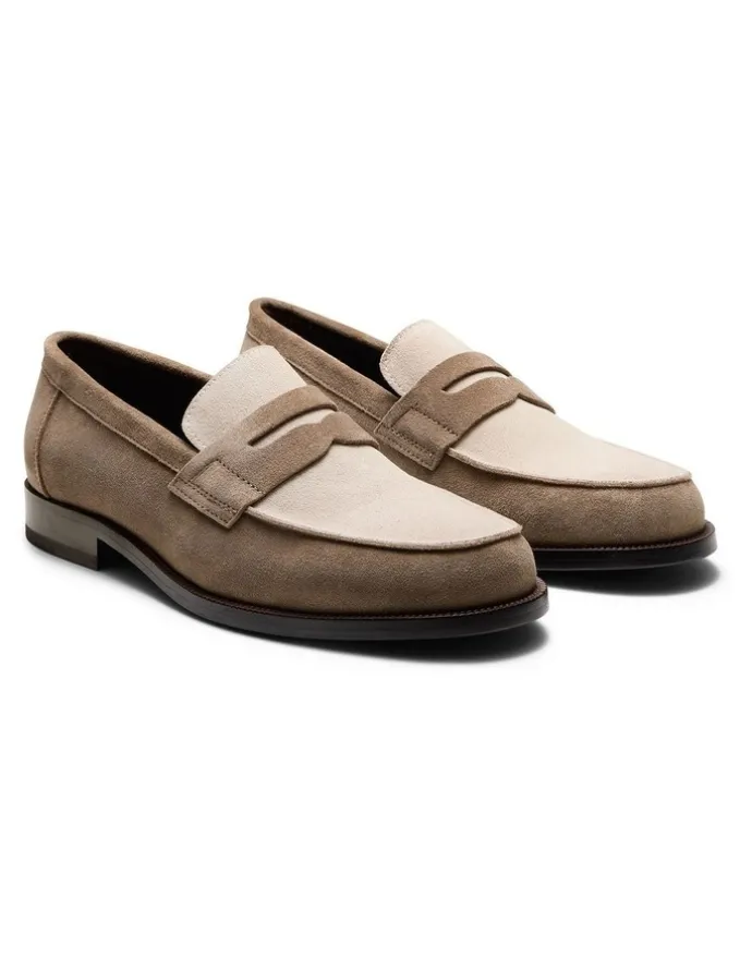 Aquila Dartmouth Suede Loafers in Taupe