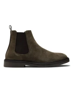 Aquila Steele Suede Chelsea Boots in Olive