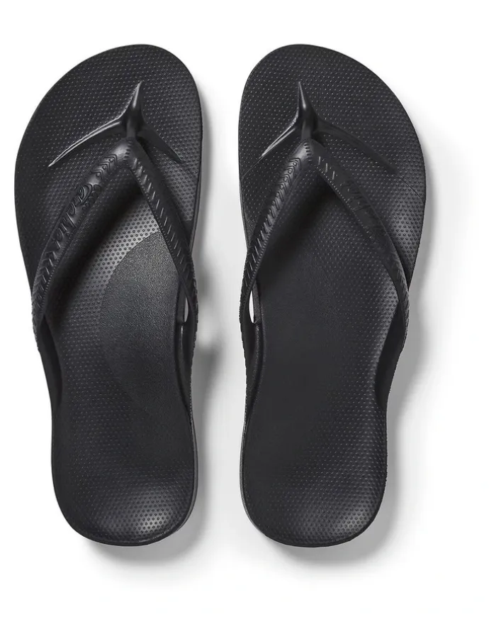 Archies Arch Support Thongs in Black