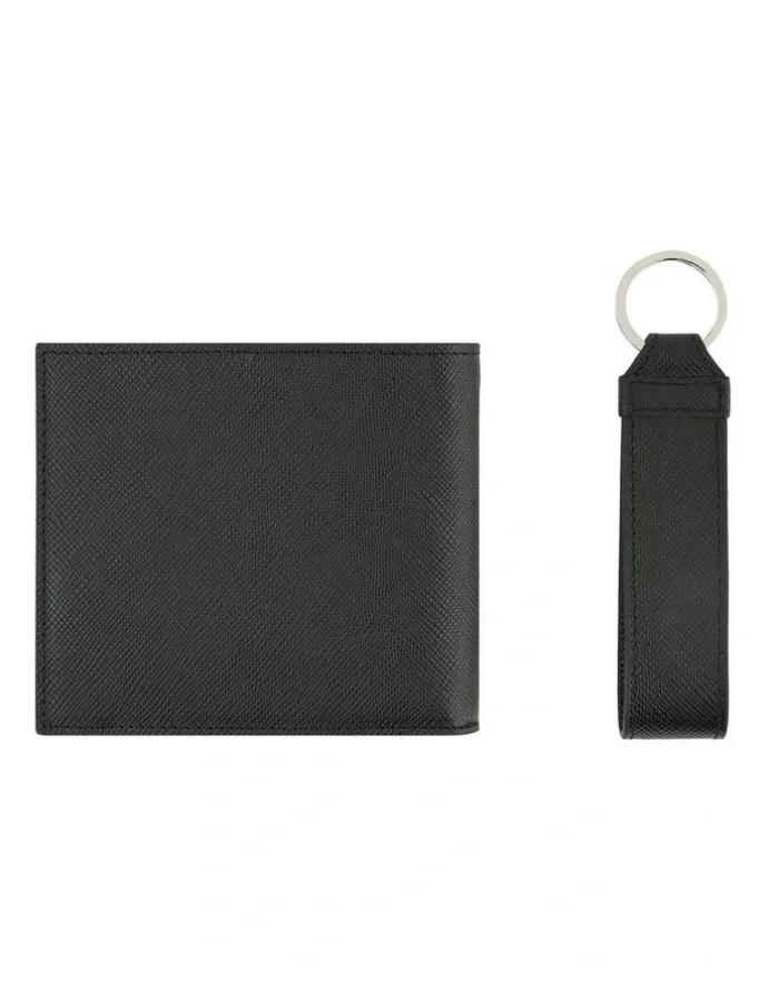 Armani Exchange Barcelona Wallet and Keychain Leather Giftset in Black
