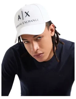 Armani Exchange Logo Baseball Cap in White