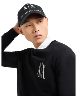 Armani Exchange Logo Baseball Cap in Black