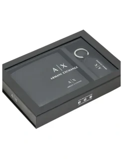 Armani Exchange Wallet And Keychain Giftset in Black