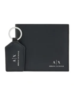 Armani Exchange Wallet And Keychain Giftset in Black