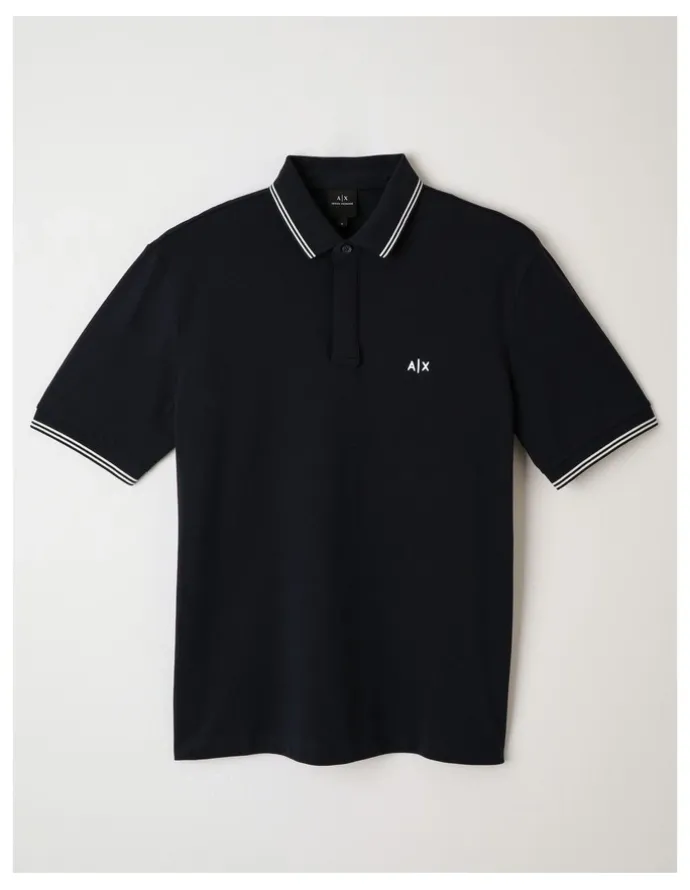 Armani Exchange Basic Chest Logo Polo Shirt in Deep Navy
