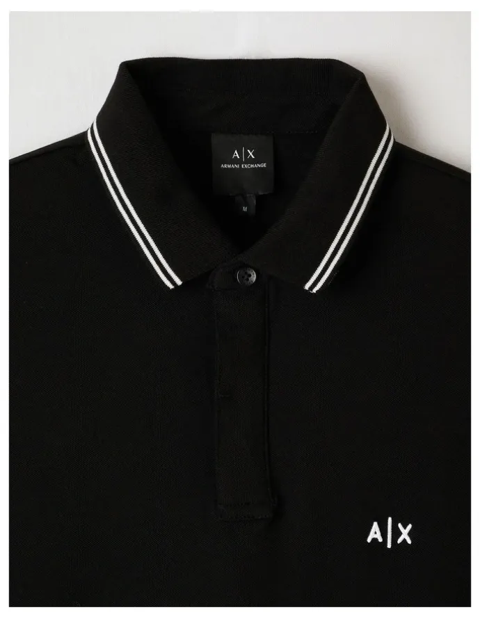 Armani Exchange Basic Chest Logo Polo Shirt in Black