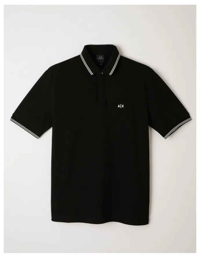 Armani Exchange Basic Chest Logo Polo Shirt in Black