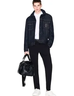 Armani Exchange Chino Trousers in Flowing Fabric in Black