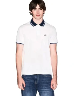 Armani Exchange Contrasted Polo Shirt in Off White