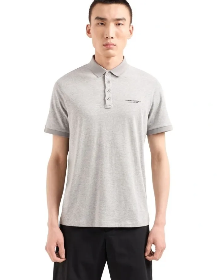 Armani Exchange Milano New York Polo Shirt in Heather Grey