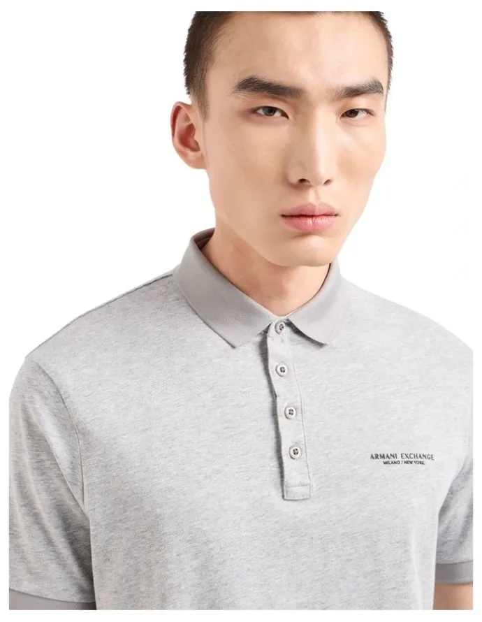 Armani Exchange Milano New York Polo Shirt in Heather Grey