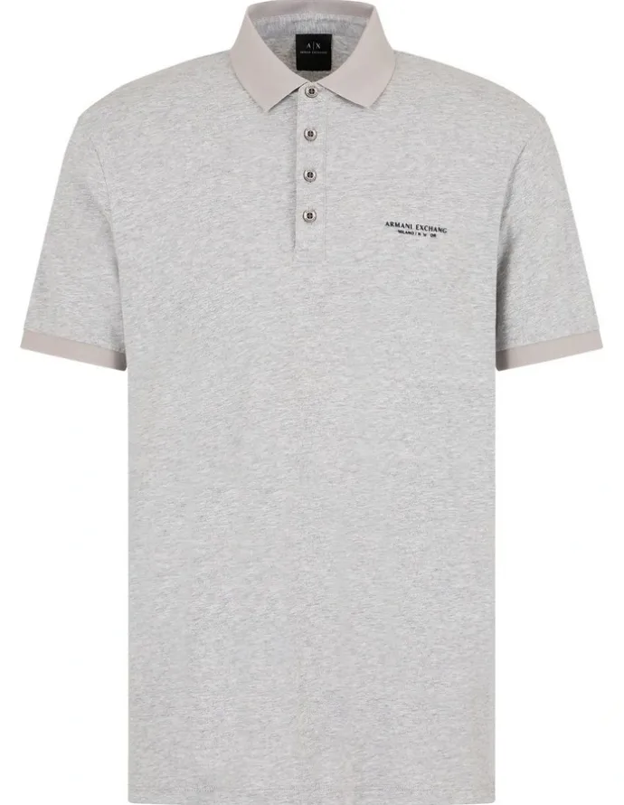 Armani Exchange Milano New York Polo Shirt in Heather Grey