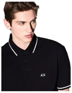 Armani Exchange Piping Polo Shirt in Black