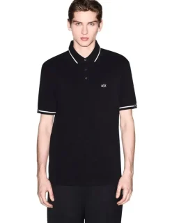 Armani Exchange Piping Polo Shirt in Black
