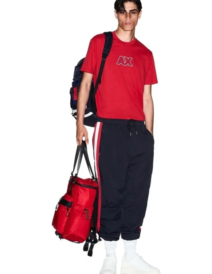 Armani Exchange Retro Sport Ouline Logo T-Shirt in Red