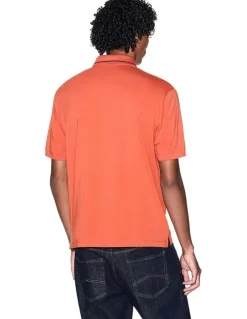 Armani Exchange Stretch Jersey Polo Shirt in Orange Rust