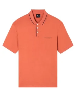 Armani Exchange Stretch Jersey Polo Shirt in Orange Rust