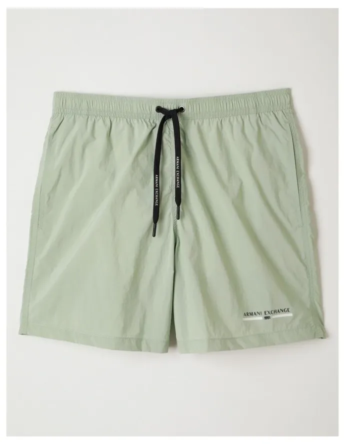 Armani Exchange Urban Sailor Swim Short with Pockets in Aqua Gray