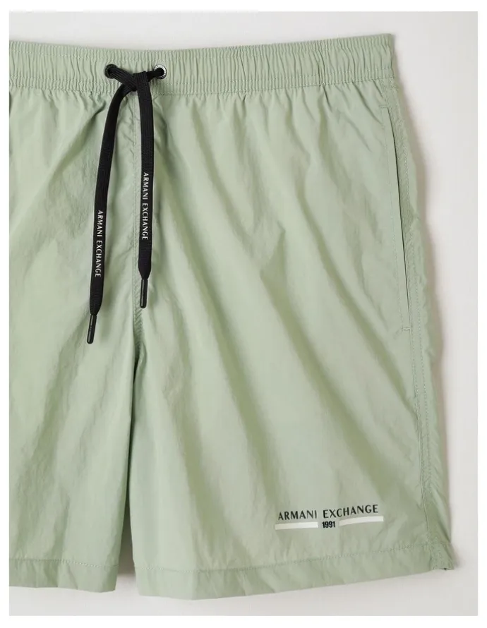 Armani Exchange Urban Sailor Swim Short with Pockets in Aqua Gray