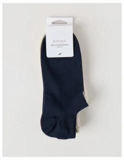 Basque 3 Pack Lowcut Liner Socks in Navy, Stone, & Pumice