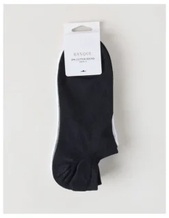 Basque 3 Pack Lowcut Liner Socks in Black, Grey, & White