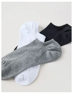 Basque 3 Pack Lowcut Liner Socks in Black, Grey, & White