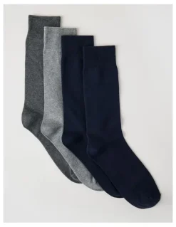 Basque 4 Pack Plain Socks in Navy, Grey, & Charcoal