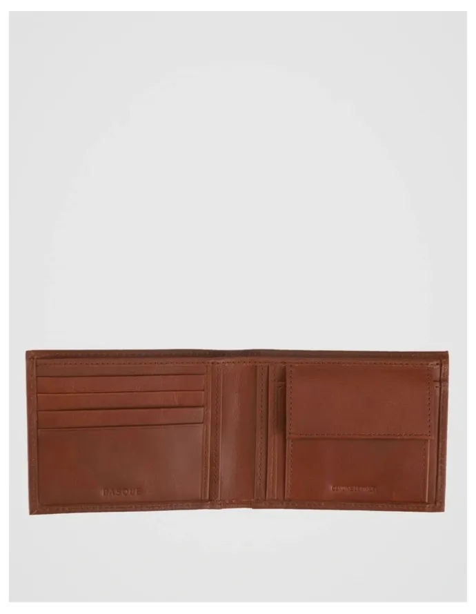 Basque Bifold Leather Wallet With Coin Purse Tan Wallet Tan