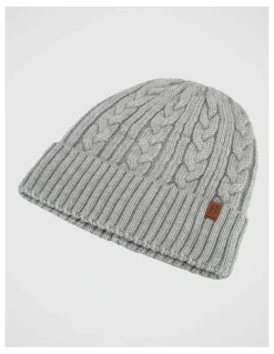 Basque Cable Knit Beanie Winter Accessory Grey