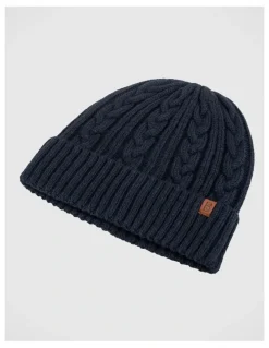 Basque Cable Knit Beanie Winter Accessory Navy