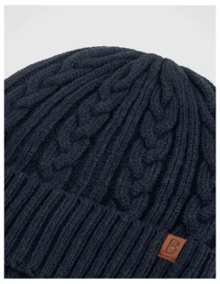 Basque Cable Knit Beanie Winter Accessory Navy