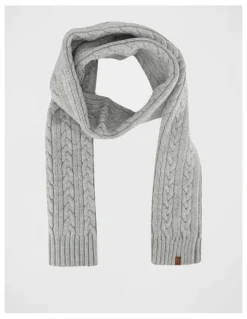 Basque Cable Knit Scarf Winter Accessory Grey Marle
