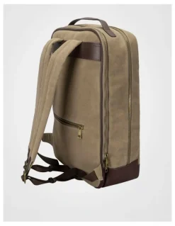 Basque Canvas Backpack Bag With Leather Trims Bag Beige/Brown
