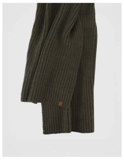 Basque Double Rib Knit Scarf Winter Accessory Olive