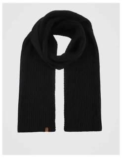 Basque Double Rib Knit Scarf Winter Accessory Black