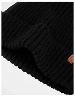 Basque Double Rib Knit Wool Beanie Winter Accessory Black