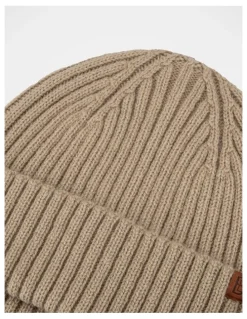 Basque Double Rib Knit Wool Beanie Winter Accessory Beige
