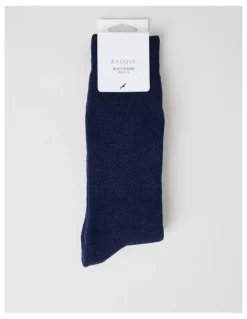 Basque Full Terry Bamboo Boot Socks in Dark Indigo