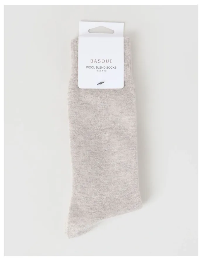 Basque Merino Wool Blend Socks in Oat