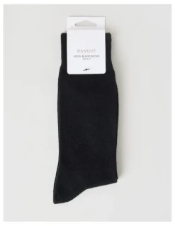 Basque Merino Wool Blend Socks in Black